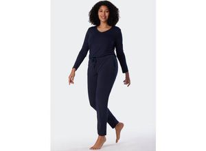 4007065978431 - Loungehose lang Modal Bündchen blau - Mix+Relax für Damen 3436384042444648