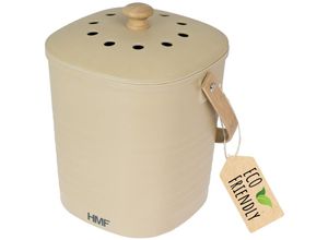 4010537376277 - Nachhaltiger Biomülleimer Küche Geruchsdichter Komposteimer mit Deckel 6 Liter Beige - HMF