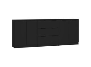 8720287122418 - Bonnevie - 3-tlg Sideboard-SetKommode Schwarz Holzwerkstoff vidaXL