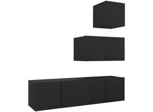 8720286571323 - Bonnevie - 4-tlg TV-Schrank-SetTV-MöbelTV-Möbel Schwarz Holzwerkstoff vidaXL