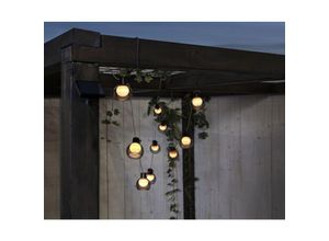 7391482050083 - Solarlichterkette Smoky 10 Kugeln Rauchglas led Dämmerungssensor Warmweiß Außenbereich 27 Meter - Star Trading