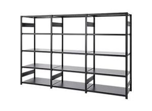 4255821500307 - Regalkombination ORDO Business 1 Grundregal + 2 Anbauregale 15 Böden modular Fachlast 185 kg Feldlast 1200 kg B 3980 x T 635 x H 2000 mm tiefschwarz