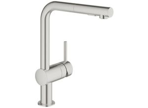 4005176314995 - Minta Einhand-Spültischbatterie dn 15 30274 L-Auslauf Dual Spülbrause Farbe Supersteel - 30274DC0 - Grohe