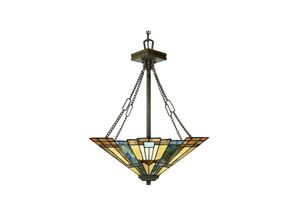 5024005214212 - Quoizel QZ-INGLENOOK-P-B Hängeleuchte Inglenook 3xE27 100W Tiffany Glas Metall Valiant Bronze H749-221cm Ø445cm dimmbar höhenverstellbar im 5024005214212 - Quoizel QZ-INGLENOOK-P-B Hängeleuchte Inglenook 3xE27 100W Tiffany Glas Metall Valiant Bronze H749-221cm Ø445cm dimmbar höhenverstellbar im