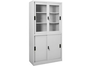 8720286563946 - Bonnevie - Büroschrank mit Schiebetür Hellgrau 90x40x180 cm Stahl vidaXL166884