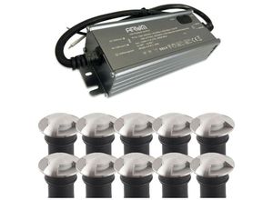 3700710833703 - Arum Lighting - Set mit 10 Bodeneinbauleuchten 3 w Mini-CANYON IP67 12 v mit selv 50 w IP67-Transformator Température de Couleur Blanc neutre 4000K