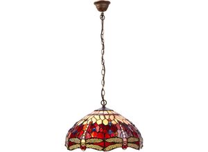 8435763146078 - Tiffany größere Deckensuspension mit Kettendurchmesser 40 cm Belle Rouge -Serie enthält nicht die erforderliche Montage -Glühbirne