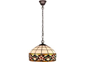 8435763149871 - Fijalo - Deckensuspension mit Ketten- und Lampenschirm Tiffany -Durchmesser 30 cm Serie Museum Lampe nicht inbegriffen Montage erforderlich