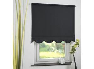 4016318393358 - Seitenzugrollo Kettenzugrollo Volantrollo Rollo Klassik lichtdurchlässig 102 x 180 cm schwarz für Fe