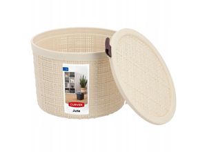 3253921903005 - CURVER JUTE RECYCLING Aufbewahrungskorb rund Aufbewahrungsbox mit Deckel und schöner Jute Optik Farbe off white