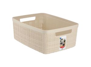 3253921904026 - CURVER JUTE RECYCLING Aufbewahrungskorb 5 Liter Aufbewahrungsbox mit zwei Griffen und Jute Optik Farbe off white