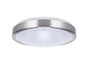 4255596739995 - Licht-erlebnisse - led Deckenlampe Metall rund ø 325 cm IP44 in Silber Weiß neutralweiß 4000 k 1830 lm Modern