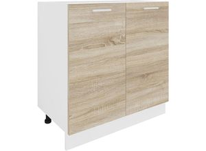 4051814422713 - Küchenschrank Breite 80 cm Drehtüren Unterschrank Küche Küchenmöbel Esilo (Farbe Weiß   Sonoma-Eiche)