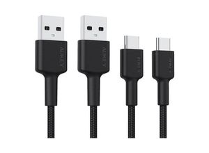 4260397844243 - AUKEY CB-CMD29 USB Kabel 2m USB 32 Gen 1 (31 Gen 1) USB A Kabel auf USB C für Samsung Galaxy Note Nexus Nintendo 2 Stücken in einer Packung schwarze Farbe