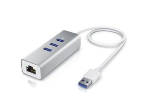 4062861843741 - CSL 3-Port USB 31 Gen1 Verteiler inkl Netzwerkadapter mit RJ45 Buchse Aluminium Gehäuse 4062861843741 - CSL 3-Port USB 31 Gen1 Verteiler inkl Netzwerkadapter mit RJ45 Buchse Aluminium Gehäuse