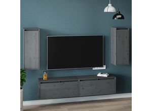 8720286840924 - Bonnevie - Wandschränke 2 Stk Wandhängeschrank Grau 30x30x80 cm Massivholz Kiefer vidaXL