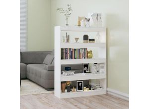 8720286843802 - Bonnevie - Bücherregal RaumteilerBücherschrank Hochglanz-Weiß 100x30x135 cm vidaXL