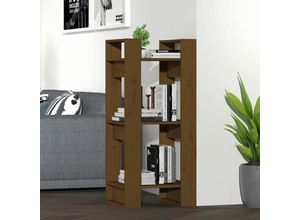 8720286905005 - Bonnevie - Bücherregal RaumteilerBücherschrank Honigbraun 41x35x91 cm Massivholz vidaXL