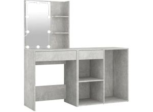 8720286660898 - Bonnevie - LED-SchminktischFrisiertisch mit Schrank Betongrau Holzwerkstoff vidaXL