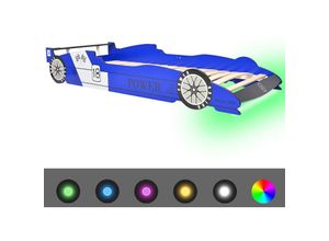 8718475528128 - Bonnevie - KinderbettEinzelbette mit led im Rennwagen-Design 90 x 200 cm Blau vidaXL