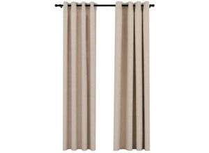 8720286020357 - Bonnevie - 2er-Set VerdunkelungsvorhängeVerdunkelung Gardinen Ösen Leinenoptik Beige 140x225 cm vidaXL