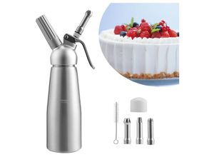 0726503685475 - Swanew - Edelstahl Sahnespender 500ml Sahnesyphon mit 3 Edelstahl Deko-Düsen Rostfrei Schlagsahne Dispenser Für Desserts Gebäck Sahne Soßen und mehr