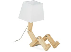 4052025280338 - Relaxdays - Tischlampe Roboter verstellbar Lampenschirm originell Schreibtischlampe HxBxT 42x18x32 cm Holz natur