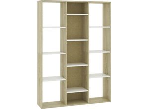 8719883738437 - Vidaxl - Raumteiler Bücherregal Weiß Sonoma-Eiche 100x24x140 cm