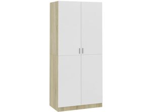 8719883740324 - Vidaxl - Kleiderschrank Weiß Sonoma-Eiche 90x52x200 cm Holzwerkstoff