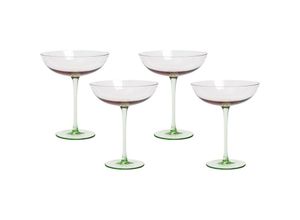 4255664868589 - Beliani - Martinigläser 4er Set Transparent Pastellrosa u Grün 250 ml 25 cl Fassungsvermögen Mundgeblasen Cocktailgläser Glaswaren