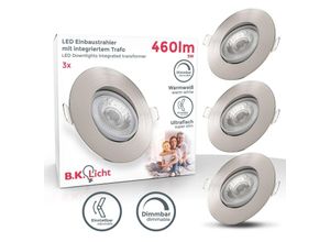 4057722004096 - Bklicht - 3x led Einbauspots dimmbar Deckenlampe Einbauleuchte schwenkbar 5W Spot Strahler - 50