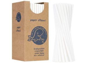 5902578451541 - BIO ökologische Papierstrohhalme PAPIERSTROHHALME dick 8 205mm - weiß 160 Stk