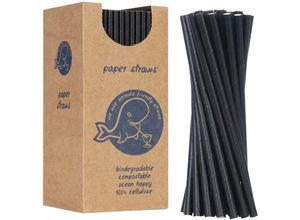 5902578451756 - BIO ökologische Papierstrohhalme PAPIERSTROHHALME dick 8 205mm - schwarz 160 Stk