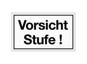 4015448610823 - No_name - Hinweiszeichen Vorsicht Stufe Kunststoffschild L250xB150mm weiß schwarz Ku