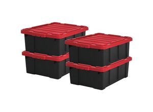 8716382216299 - Iris Ohyama Heavy Duty Organisation Boxes 43L 4er-Set Rot Groß Robust Stapelbar Aufbewahrungsbox Für Garage Regale Umzug Plastik Utility