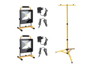 9475631370975 - Swanew - 2x50W led Baustrahler Kaltweiß Arbeitsscheinwerfer Akku Fluter mit Doppel Stativ Strahler mit 4500 Lumen Bauscheinwerfer für den Innen- und