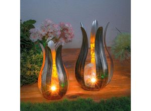 4260657634225 - Solar Blumenleuchten Lilie 2 er Set silber - ø 12 und 15 cm 103113 - Esotec