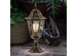 4041908133120 - Sockelleuchte Laterne schwarz Außenstehleuchte Stehlampe antik Gartenleuchte Aussen Alu bronze 1x E27 DxH 235 x 49 cm