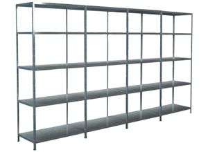 4058255070879 - Steckregal Stecksystem Grund- und 3x Anbauregale Regale Metall weiß 2000x3800x500 mm 20 Böden Gr B H T 380 cm x 200 cm x 50 cm weiß Werkstatt-Regale