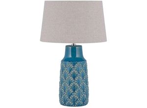 4251682256285 - Beliani - Tischlampe in Blau Keramik 55 cm mit dekorativen Verzierungen langes Kabel mit Schalter Wohnzimmer Glamour - Blau