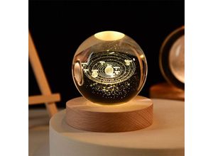 0763527799825 - Sinbinta - 3D Kristallkugel Nachtlicht Sonnensystem Planeten Kristallkugel usb Aufladung8cm Warmes Licht led Ball Lampe für Weihnachts Geburtstag