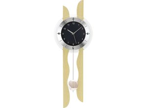 4037445159235 - Funk-Pendelwanduhr AMS F5238 Wanduhren Gr B H L 24cm x 7cm x 70cm beige (ahornfarben) Wanduhr Quarzuhr Holzahornfarben WohnzimmerEsszimmerSchlafzimmer