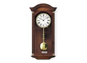 4037445136885 - Funk-Pendelwanduhr AMS F5014 1 bunt (braun goldfarben) Wanduhren B L 64cm x 28cm Quarzuhr Holzgehäuse NussbaumEsszimmerWohnzimmer