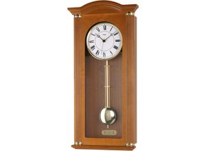 4037445142015 - Funk-Pendelwanduhr AMS F5014 9 braun (kirschbaumfarben) Wanduhren B H L 28cm x 10cm x 64cm Quarzuhr Holz- Glasgehäuse ErleEsszimmerWohnzimmer