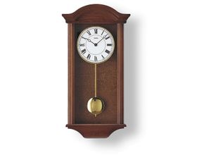 4037445131446 - Pendelwanduhr AMS W990 1 braun (nussbaumfarben) Wanduhren B H L 27cm x 10cm x 53cm Quarzuhr Holz- Glasgehäuse ErleEsszimmerWohnzimmer