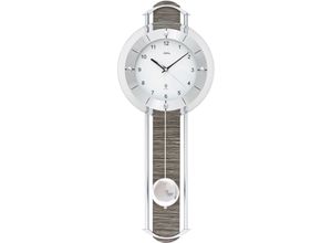 4037445156470 - Funk-Pendelwanduhr AMS F5304 silber (braun schwarz silberfarben) Wanduhren B H L 24cm x 6cm x 60cm Made in Germany Aluminium- HolzgehäuseEsszimmerWohnzimmer