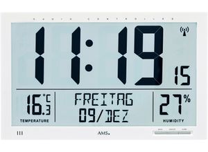4037445153981 - Funkwanduhr AMS F5887 weiß Wanduhren B H L 37cm x 3cm x 23cm Quarzuhrmit AlarmWohnzimmerEsszimmerKücheArbeitszimmerFlur 4037445153981 - Funkwanduhr AMS F5887 weiß Wanduhren B H L 37cm x 3cm x 23cm Quarzuhrmit AlarmWohnzimmerEsszimmerKücheArbeitszimmerFlur