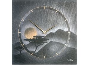 4037445153776 - Wanduhr AMS W9514 gold (schwarz goldfarben) Wanduhren B L 30cm x 30cm Made in GermanySchieferWohnzimmerEsszimmerKücheArbeitszimmer