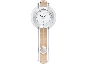 4037445156487 - Funk-Pendelwanduhr AMS F5305 silber (sonomafarben silberfarben) Wanduhren B H L 24cm x 6cm x 60cm Made in Germany Aluminium- HolzgehäuseEsszimmerWohnzimmer