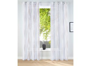 6920192990535 - Gardine MY HOME Dimona Gr 3 grau (weiß taupe) B140cm H225cm Voile Polyester Gardinen 2-er Set transparent Voile Polyester Wellen